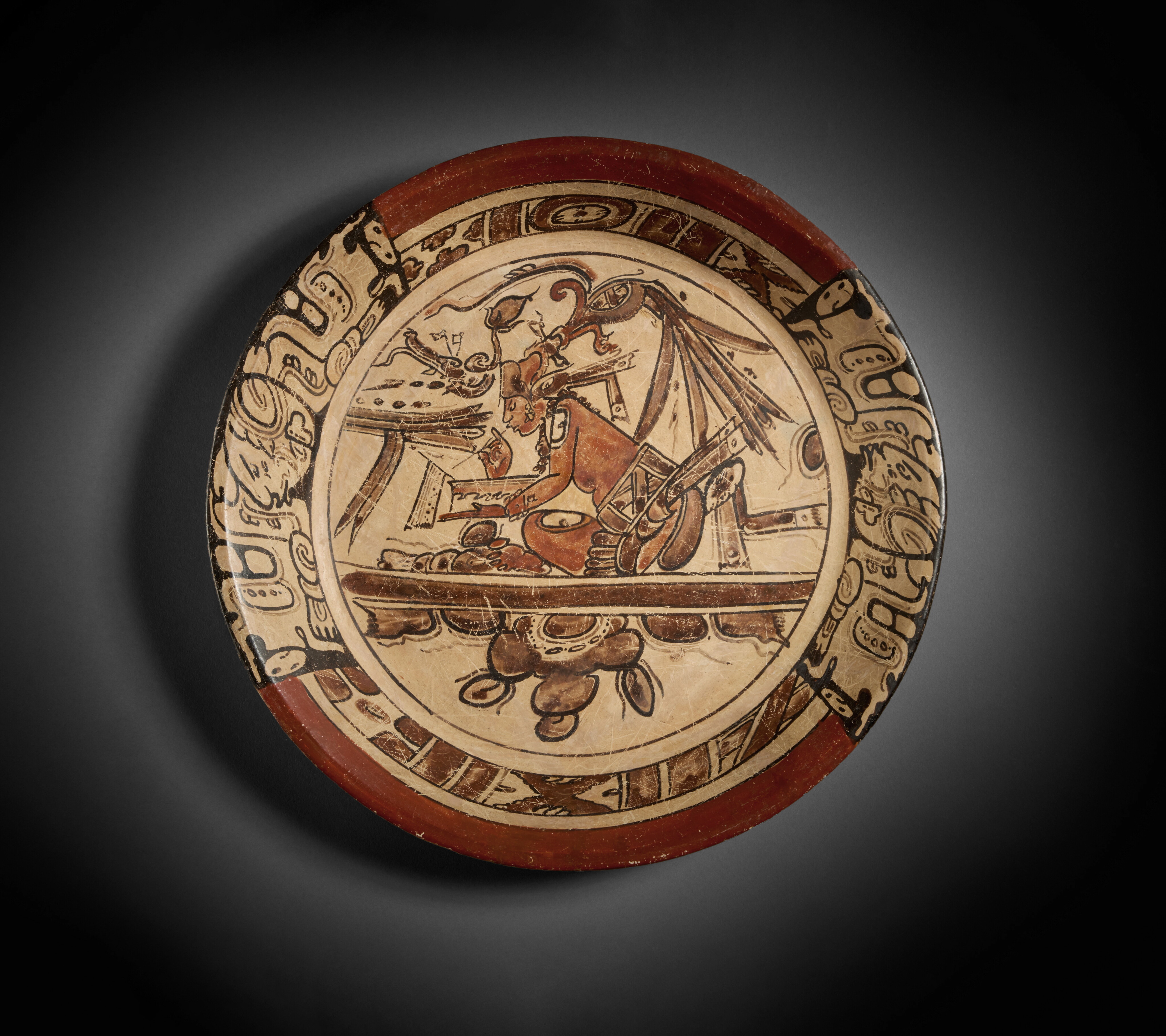 Maya Rabbit Scribe Maya Painted Plate of a Scribe | Art of Africa, Oceania, and the ...
