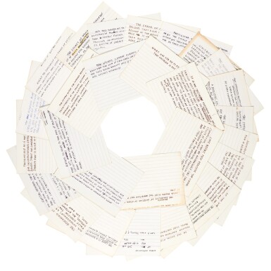 View full screen - View 1 of Lot 253. F.A. Hayek | Series of 28 index cards with autograph manuscript notes on economics and other subjects, 1970s-80s.