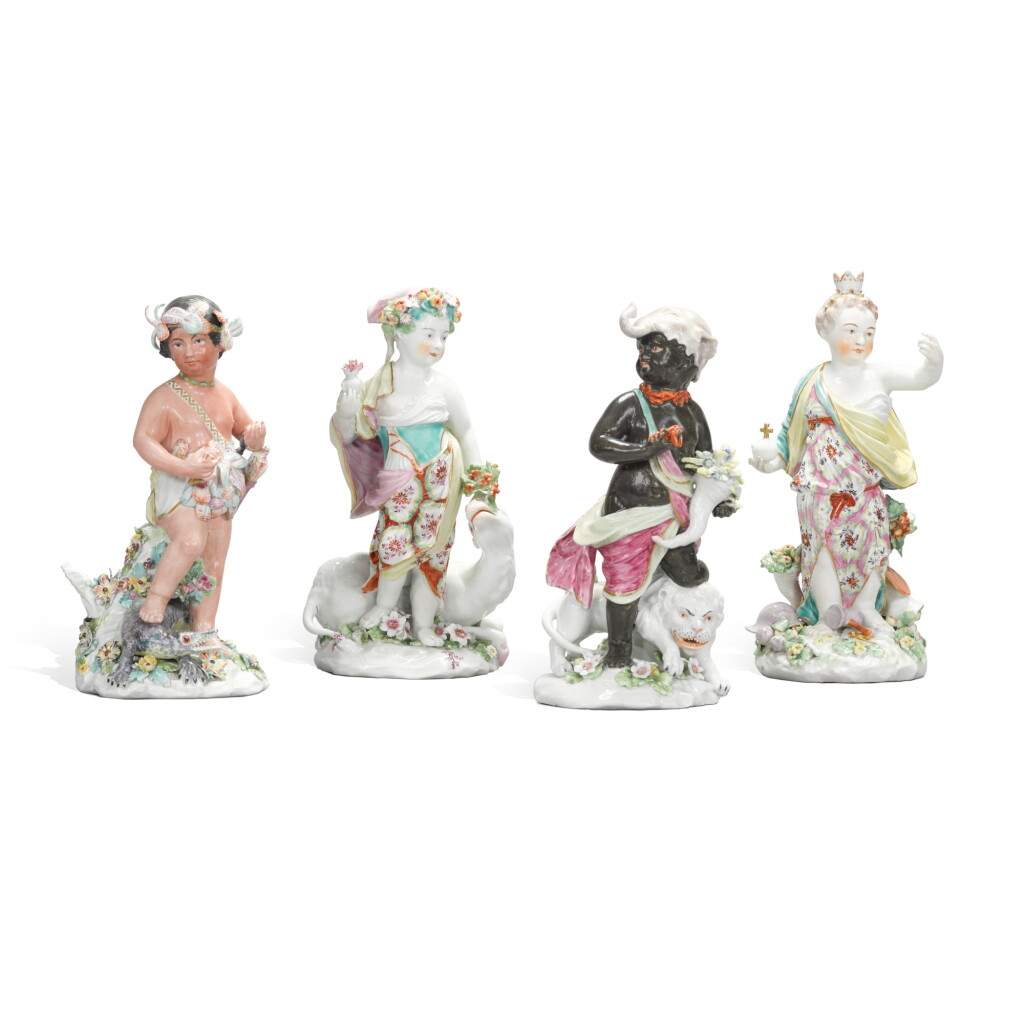 View full screen - View 1 of Lot 306. A set of four Derby figures of the Continents, circa 1765.