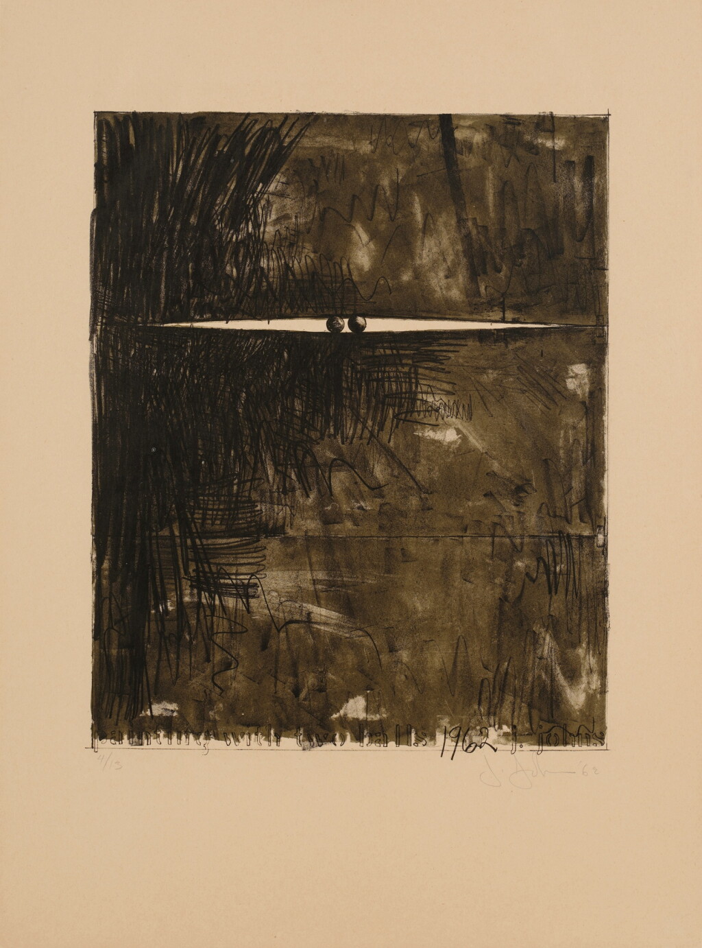 View full screen - View 1 of Lot 720. Painting with Two Balls II (ULAE 11).