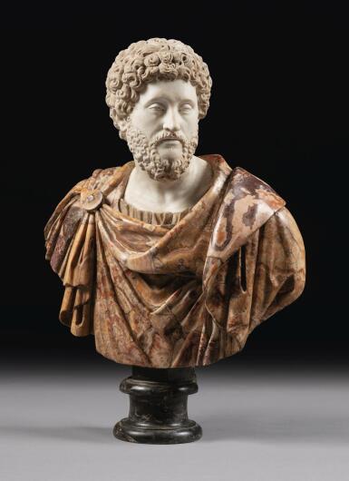 View full screen - View 1 of Lot 81. ITALIAN, 17TH CENTURY, AFTER THE ANTIQUE | BUST OF EMPEROR COMMODUS (161-192 C.E.).