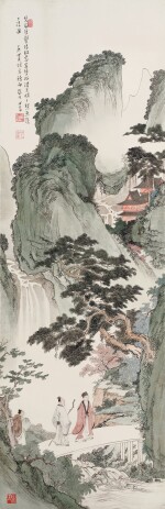 溥儒 梵閣松瀑 | Pu Ru, Visiting Temple in Mountain