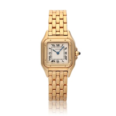 View full screen - View 1 of Lot 341. Reference 1070 2 Panthère | A yellow gold wristwatch with bracelet, Circa 2000.