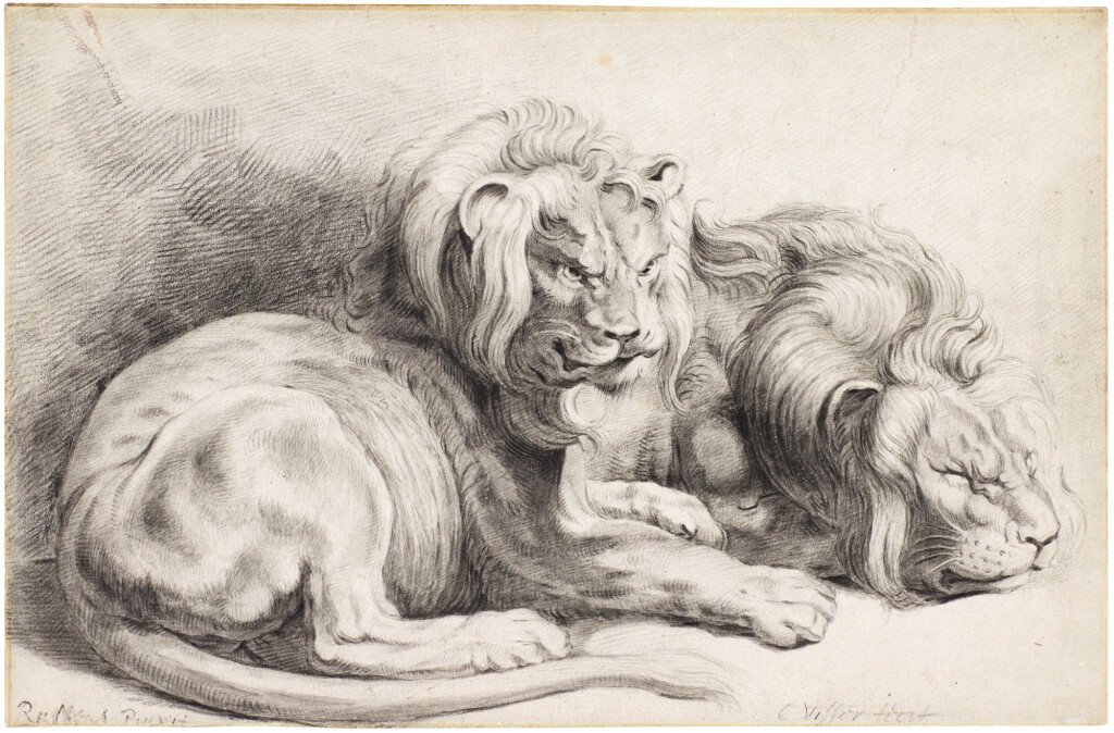 View full screen - View 1 of Lot 27. Two lions, after Rubens .