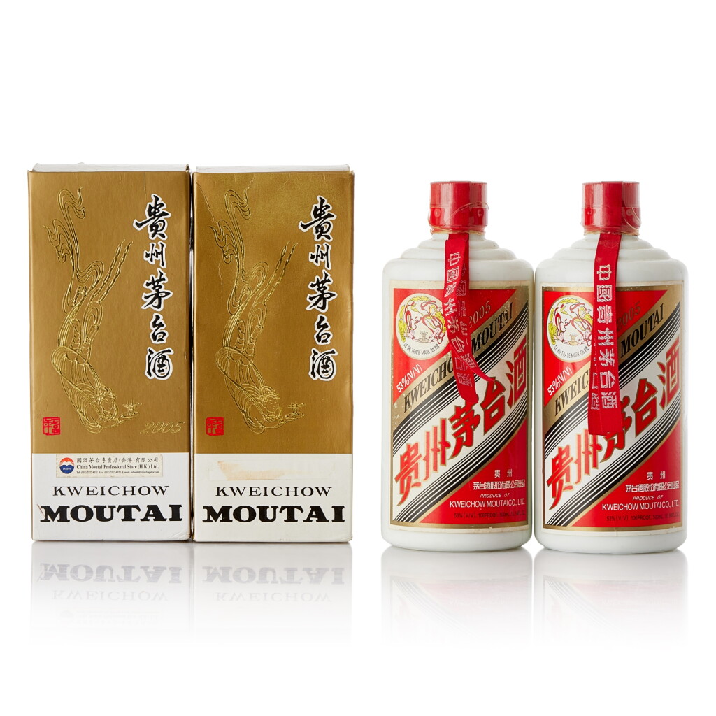 View full screen - View 1 of Lot 9376. 2005年產 "飛天牌"貴州茅台酒 Kweichow Flying Fairy Moutai 2005 (2 BT50).
