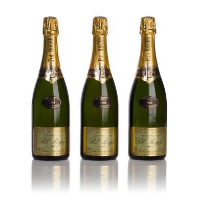 View full screen - View 1 of Lot 299. Pol Roger, Brut 1993 (3 BT).