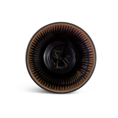 View full screen - View 1 of Lot 358. A Cizhou black-glazed russet-striped bowl, Jin dynasty 金 磁州窰黑釉鐵鏽斑盌.