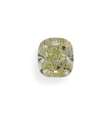View full screen - View 1 of Lot 8. A 5.04 Carat Fancy Yellow Cushion-Cut Diamond, SI1 Clarity.