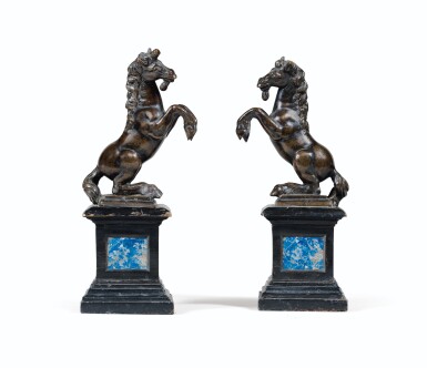 View full screen - View 1 of Lot 43. A fine pair of rearing unicorns.