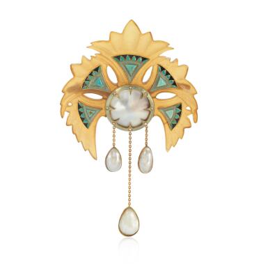 View full screen - View 1 of Lot 552. Gem set and diamond brooch.