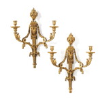A pair of Louis XVI style gilt-bronze two-light wall-lights, second half of the 19th century | Paire d'appliques "au vase" à deux lumières en bronze doré de style Louis XVI, seconde moitié du XIXe siècle