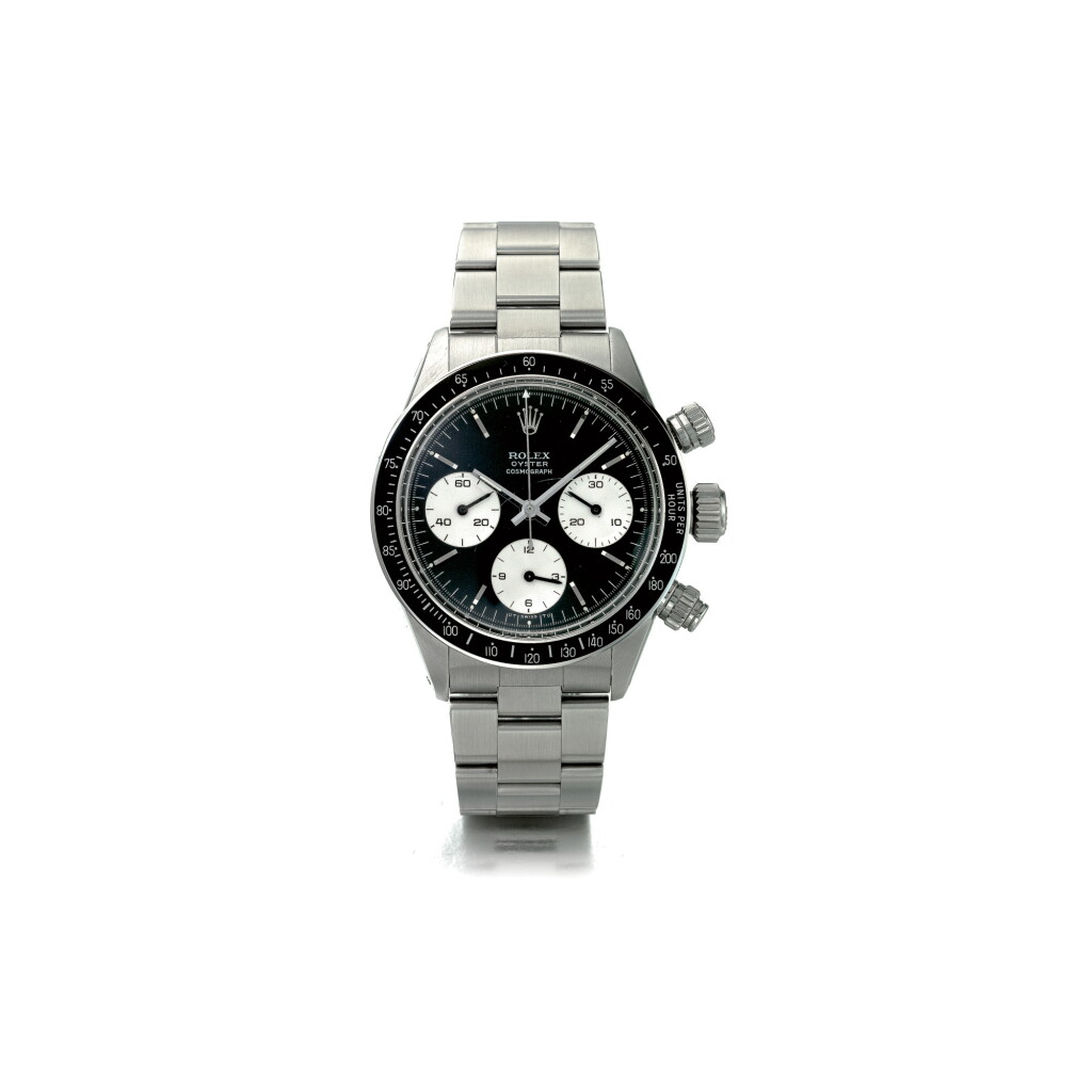 Voir en plein écran - Voir 1 du lot 1055. ROLEX | REF 6263/6262 DAYTONA, A STAINLESS STEEL CHRONOGRAPH WRISTWATCH, CIRCA 1971 | 勞力士 |6263/6262型號「DAYTONA」精鋼計時腕錶,年份約1971.