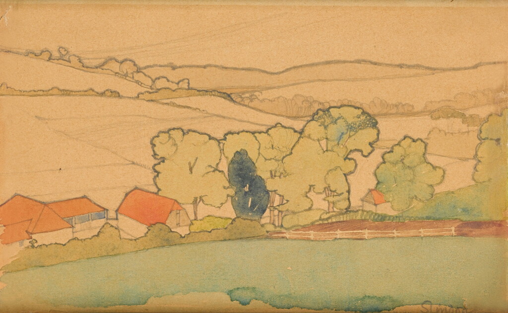 View full screen - View 1 of Lot 85. Landscape near Slindon.