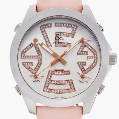 View full screen - View 1 of Lot 717. The Five Time Zones | A stainless steel five time zone wristwatch, Circa 2008.