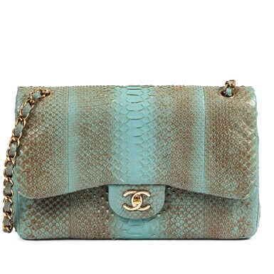 View full screen - View 1 of Lot 720. Ombré Multicolor Python Classic Double Flap Pale Gold Hardware, 2012-2013.