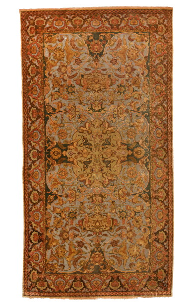View full screen - View 1 of Lot 188. A silk and metal-thread Koum Kapi carpet of 'Polonaise' design, attributable to Zareh Penyamin, Turkey, Istanbul, circa 1910.