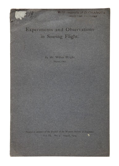 View full screen - View 1 of Lot 160. Wright, Wilbur | The Wrights most important publication, with exceptional provenance.