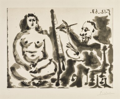 View full screen - View 1 of Lot 4. Le Peintre et son Modèle IV (B. 1141; Ba. 1139).