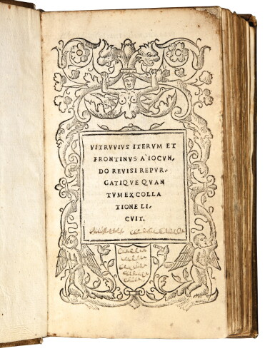 View full screen - View 1 of Lot 454. Vitruvius iterum et Frontinus a Iocundo revisi, Florence, 1513, later vellum.