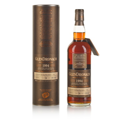 View full screen - View 1 of Lot 133. The Glendronach Single Cask 18 Year Old #3547 55.1 abv 1994 (1 BT 70cl).
