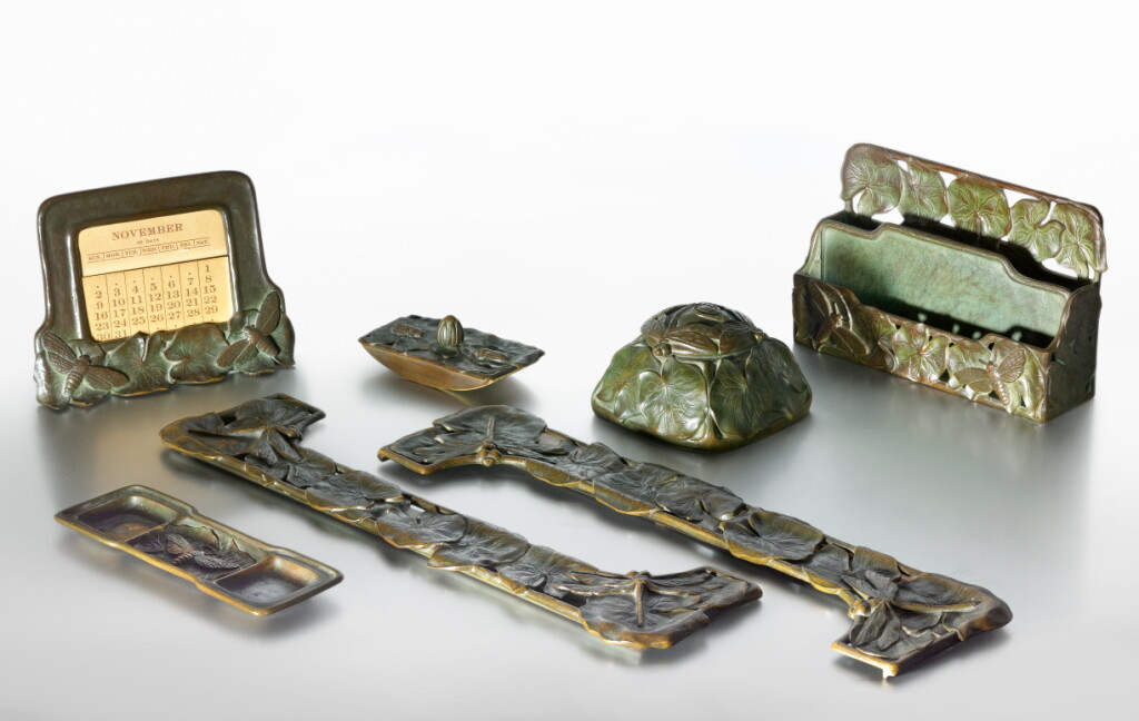 View full screen - View 1 of Lot 215. A Rare Seven-Piece “Pond Lily” Desk Set.