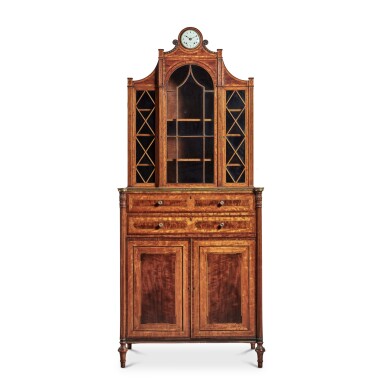 View full screen - View 1 of Lot 135. A Late George III Satinwood, Sabicu and Kingwood Secretaire Bookcase attributed to George Simpson and made for Thomas Weeks, Circa 1805.