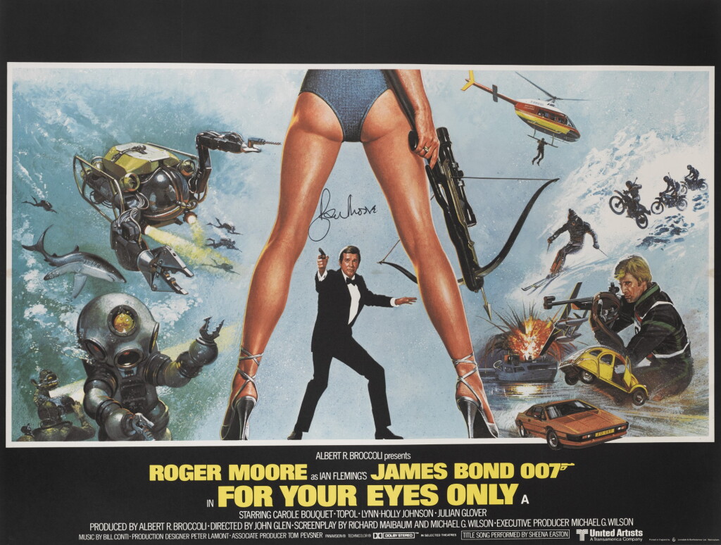 View full screen - View 1 of Lot 116. For Your Eyes Only (1981), poster, British, signed by Roger Moore.
