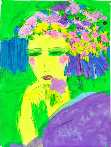 View full screen - View 1 of Lot 6203. Walasse Ting 丁雄泉 | Geisha with flowers 執花藝伎.