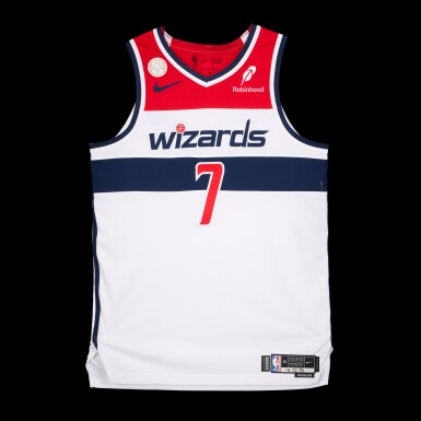 View full screen - View 1 of Lot 50. Carlton ‘Bub’ Carrington Washington Wizards 2025-2026 NBA Tip-Off Game Worn Association Edition Jersey | Special Edition 'All-Rookie Second Team' Trophy Patch .