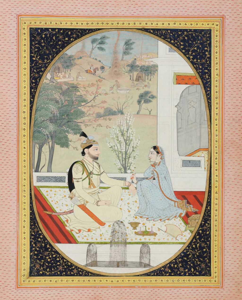 View full screen - View 1 of Lot 397. A Set of 12 Illustrations Depicting the Changing Seasons "Baramasa", India, Kangra, circa 1820 .