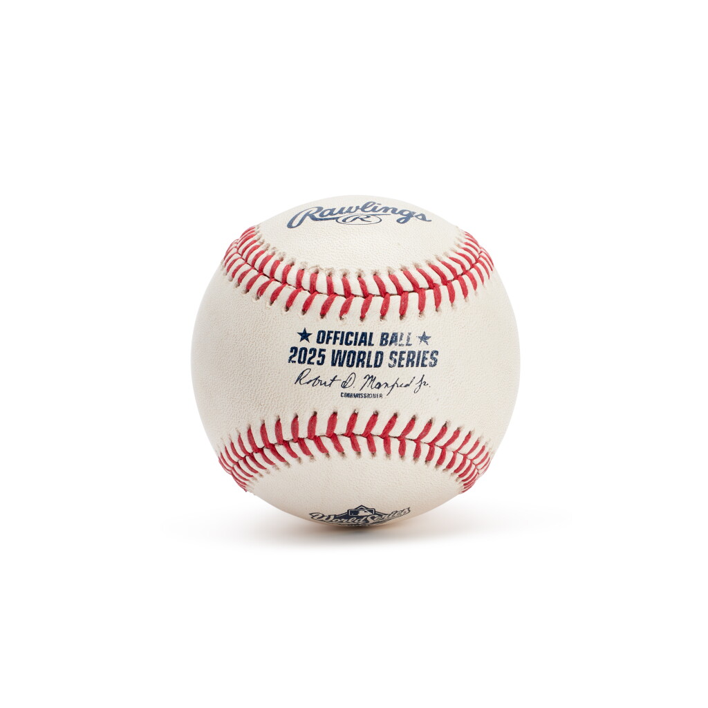 View full screen - View 1 of Lot 10. Addison Barger 2025 World Series Toronto Blue Jays 'Grand Slam' Game Used Baseball | First Pinch Hit Grand Slam in World Series History | Game 1.