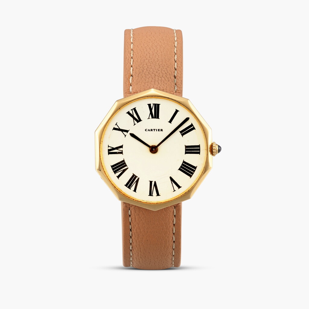 View full screen - View 1 of Lot 2396. Decagonal | A rare and highly unusual yellow gold 10-sided wristwatch, Circa 1965-66.