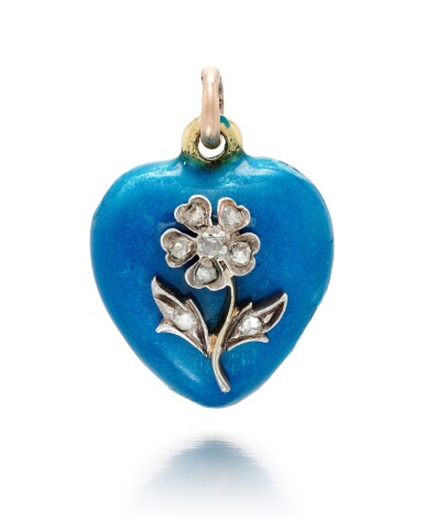 View full screen - View 1 of Lot 49. A JEWELLED GOLD AND ENAMEL HEART-SHAPED PENDANT, ST PETERSBURG, 1899-1903.