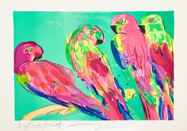 View full screen - View 1 of Lot 542. Walasse Ting 丁雄泉 | Parrots 鸚鵡.
