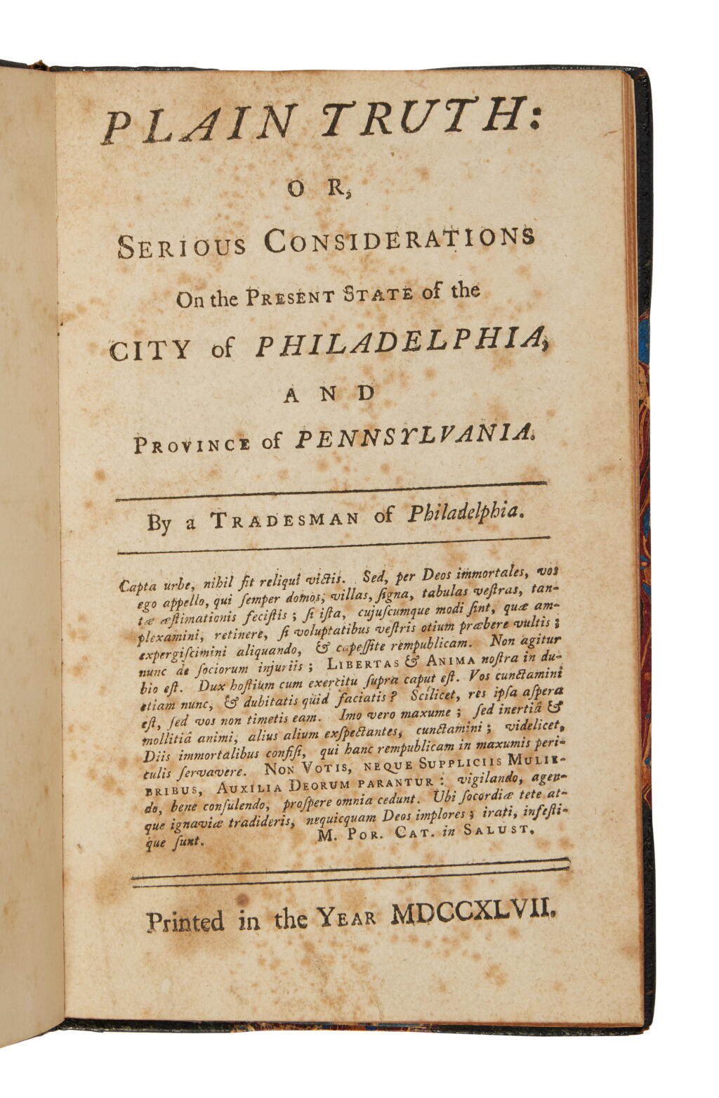 View full screen - View 1 of Lot 1003. (Franklin, Benjamin) | A very rare work written and printed by Franklin, containing "the earliest American political cartoon" .