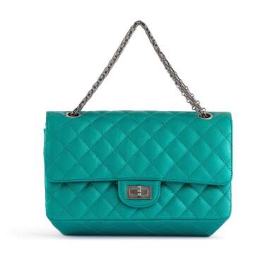 View full screen - View 1 of Lot 63. Metallic Green Sheepskin Quilted Reissue 2.55 Aged Silver Hardware, 2019.