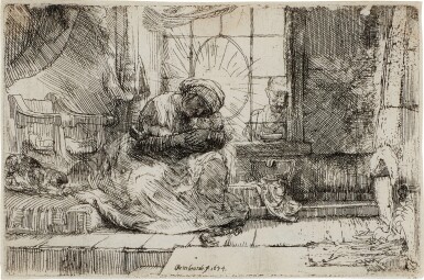 View full screen - View 1 of Lot 518. The Virgin and Child with the Cat and Snake (B., Holl. 63; New Holl. 278).