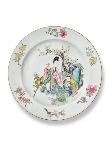 View full screen - View 1 of Lot 100. A LARGE CHINESE FAMILLE-ROSE 'MAGU' DISH, QING DYNASTY, YONGZHENG PERIOD.