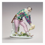 A MEISSEN FIGURE OF 'THE GREETING HARLEQUIN' CIRCA 1740-45