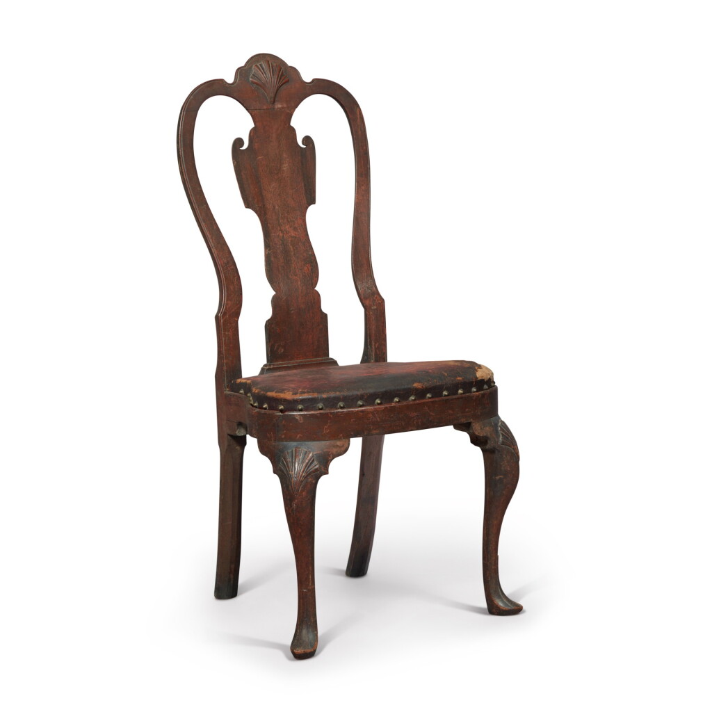View full screen - View 1 of Lot 1524. Very Fine and Rare Queen Anne Shell-Carved and Figured Walnut Compass Seat Side Chair, Philadelphia, Pennsylvania, Circa 1740.