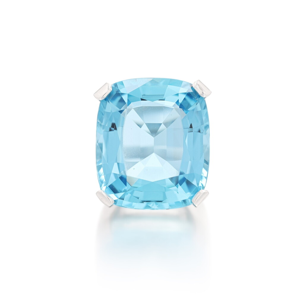 View full screen - View 1 of Lot 191. Bague aigue-marine | Aquamarine ring.