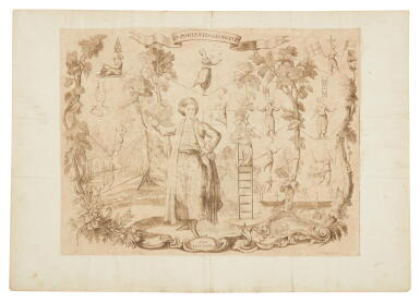 View full screen - View 1 of Lot 93. Bouttats, Pieter Balthasar | A rare and striking engraving of rope performers.