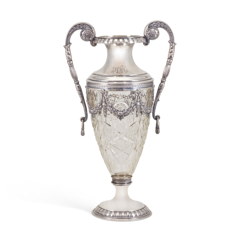 View full screen - View 1 of Lot 183. A silver-mounted cut-glass vase, Khlebnikov, Moscow, 1908-1917.