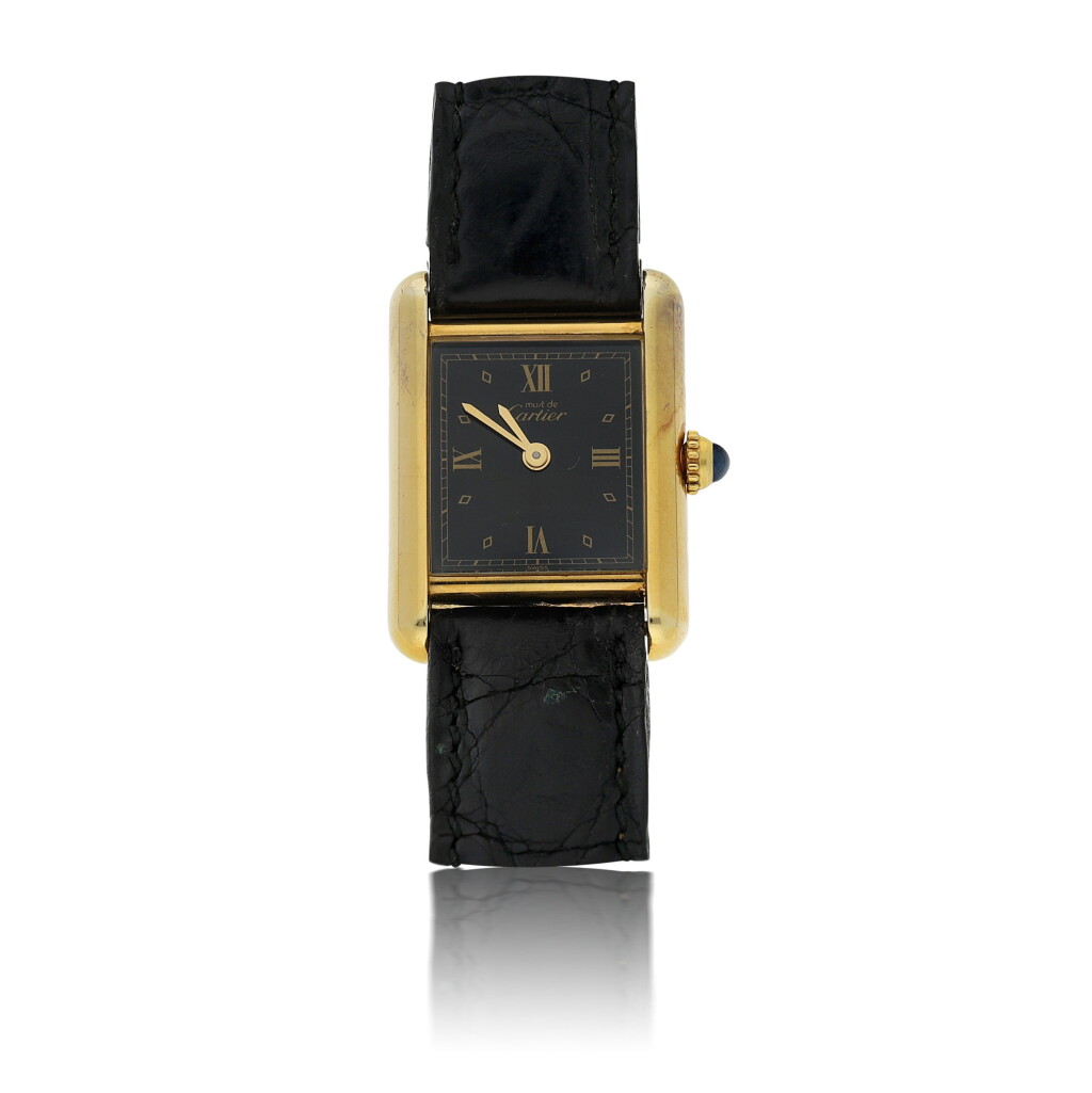 View full screen - View 1 of Lot 41. CARTIER | TANK VERMEIL, A GOLD PLATED SILVER RECTANGULAR WRISTWATCH CIRCA 2005.