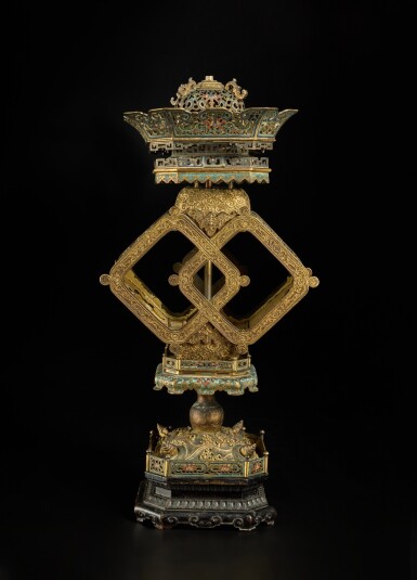 View full screen - View 1 of Lot 181. A large cloisonné enamel and gilt-metal lantern, Qing dynasty, 18th / 19th century.