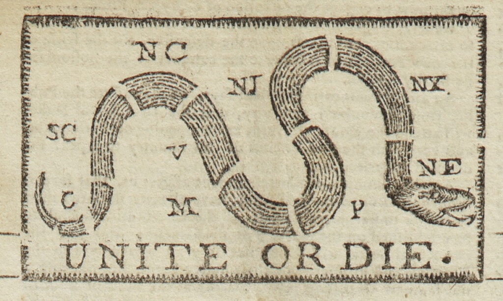 View full screen - View 1 of Lot 3. (AMERICAN REVOLUTION) | "Unite or Die" political cartoon in the masthead of The Pennsylvania Journal; and the Weekly Advertiser, No. 1675. Philadelphia: Printed and Sold by William and Thomas Bradford, Wednesday, January 11, 1775 .