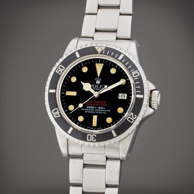 View full screen - View 1 of Lot 332. Reference 1665 Sea-Dweller ‘Double Red’ | A stainless steel automatic wristwatch with date and bracelet, Circa 1978.