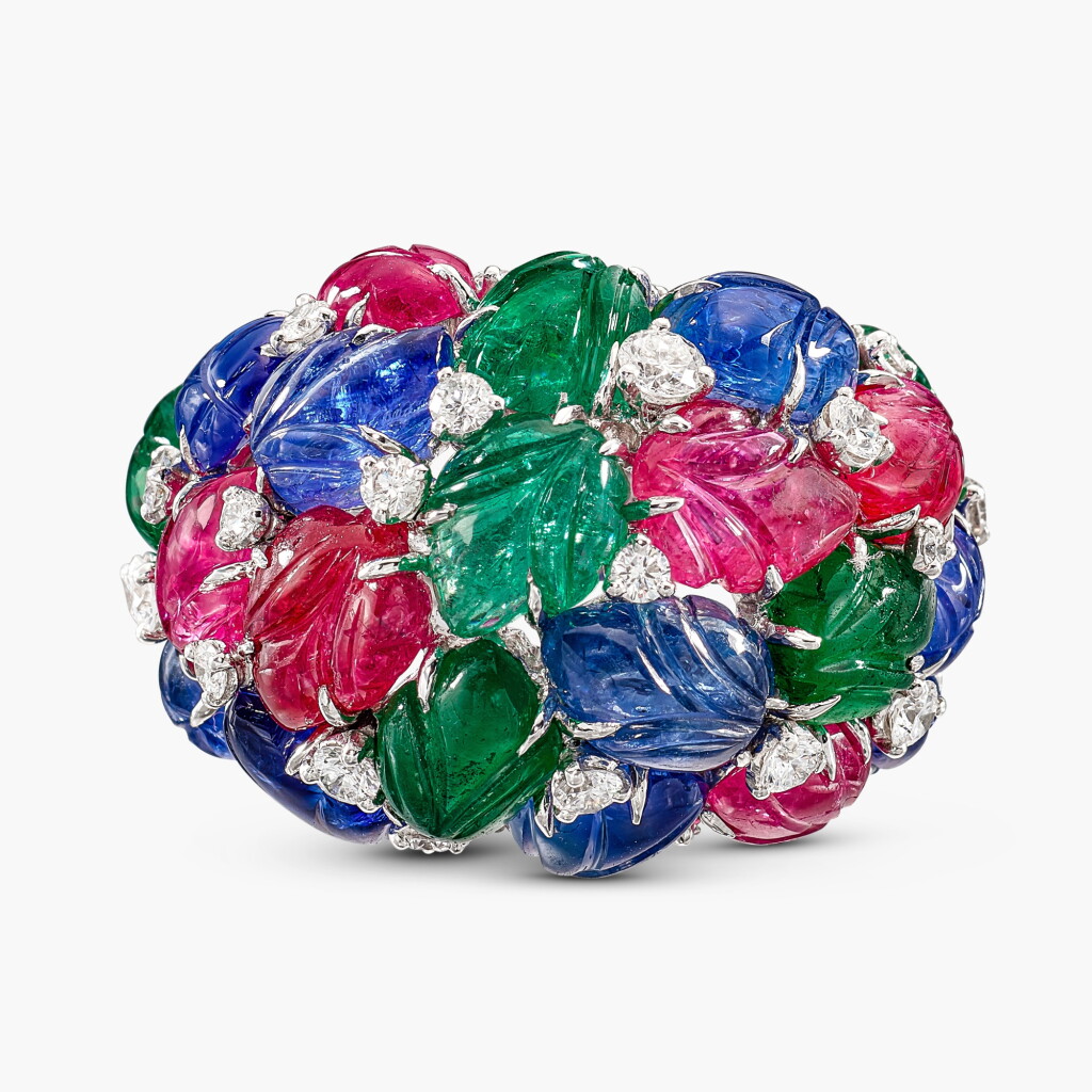 View full screen - View 1 of Lot 1807. Coloured Stone and Diamond 'Tutti Frutti' Ring | 卡地亞 | 寶石 配 鑽石「水果錦囊」戒指.