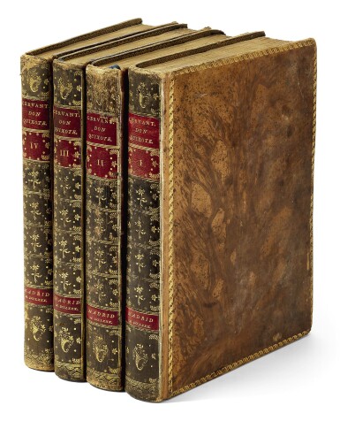 View full screen - View 1 of Lot 159. Cervantes, Don Quixote, Madrid, Ibarra, 1780, 4 volumes, contemporary tree calf.