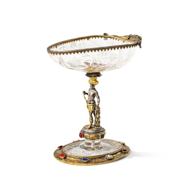 View full screen - View 1 of Lot 195. A jewelled parcel-gilt silver-mounted rock crystal cup, Germany, circa 1670 | Coupe en cristal de roche montée en argent et vermeil, Allemagne, vers 1670.